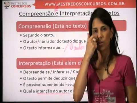 Vídeo Aula Português para Concursos Públicos   Compreensão X Interpretação Profa Rafaela Motta