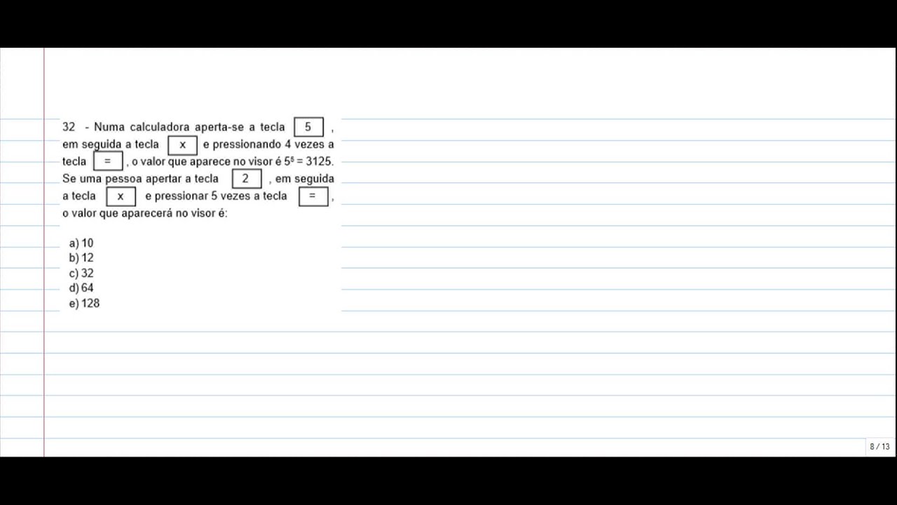 Exercício de Matemática - Concurso nível fundamental / Auxiliar Administrativo