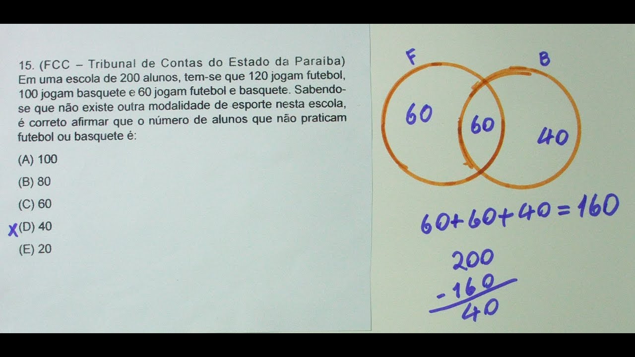 Raciocínio Lógico Exercício de concurso para concursos, Conjuntos, Aula Nº 182